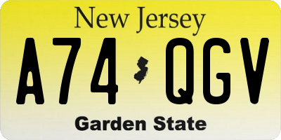 NJ license plate A74QGV