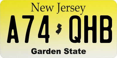 NJ license plate A74QHB