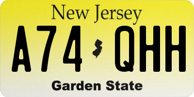 NJ license plate A74QHH