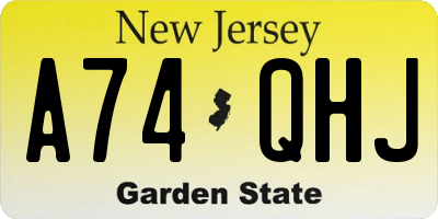 NJ license plate A74QHJ
