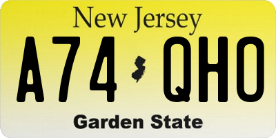 NJ license plate A74QHO