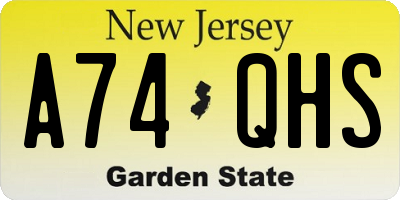 NJ license plate A74QHS
