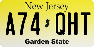 NJ license plate A74QHT