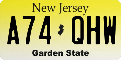 NJ license plate A74QHW