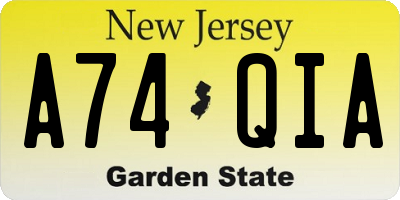 NJ license plate A74QIA