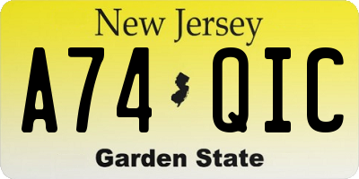NJ license plate A74QIC