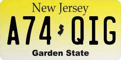 NJ license plate A74QIG