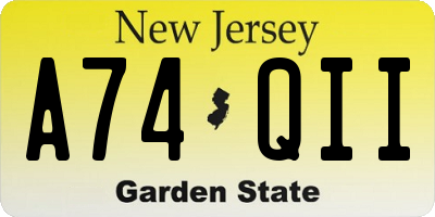 NJ license plate A74QII