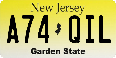 NJ license plate A74QIL