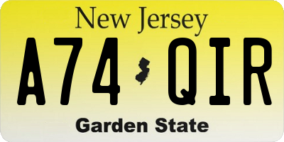 NJ license plate A74QIR