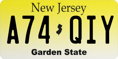 NJ license plate A74QIY