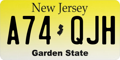 NJ license plate A74QJH
