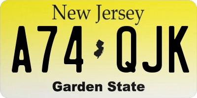 NJ license plate A74QJK