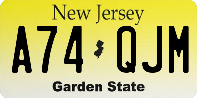 NJ license plate A74QJM