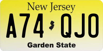 NJ license plate A74QJO