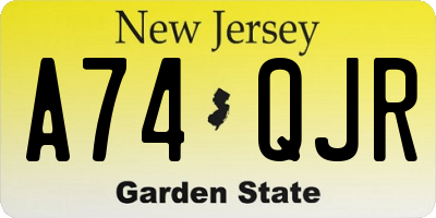 NJ license plate A74QJR