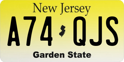 NJ license plate A74QJS