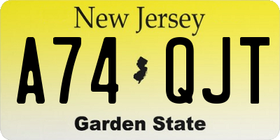 NJ license plate A74QJT