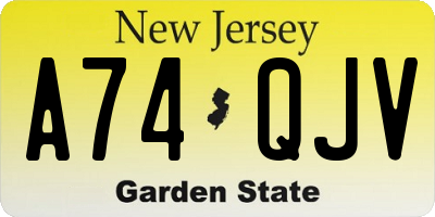 NJ license plate A74QJV