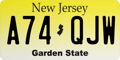 NJ license plate A74QJW