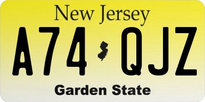 NJ license plate A74QJZ