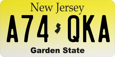 NJ license plate A74QKA