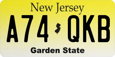 NJ license plate A74QKB