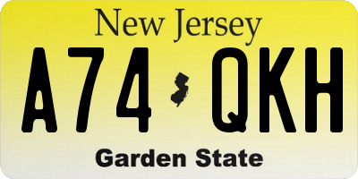 NJ license plate A74QKH