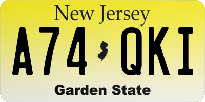NJ license plate A74QKI