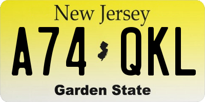 NJ license plate A74QKL