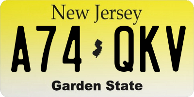 NJ license plate A74QKV