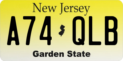 NJ license plate A74QLB