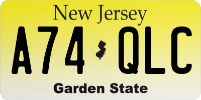 NJ license plate A74QLC