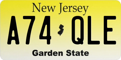 NJ license plate A74QLE