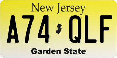 NJ license plate A74QLF