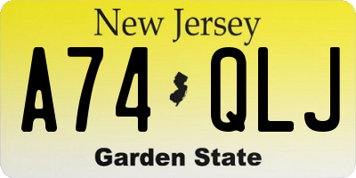 NJ license plate A74QLJ