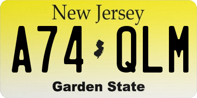 NJ license plate A74QLM