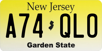 NJ license plate A74QLO
