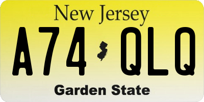 NJ license plate A74QLQ