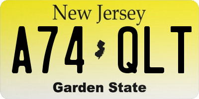 NJ license plate A74QLT