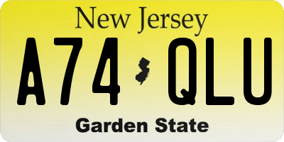 NJ license plate A74QLU