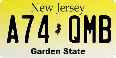 NJ license plate A74QMB
