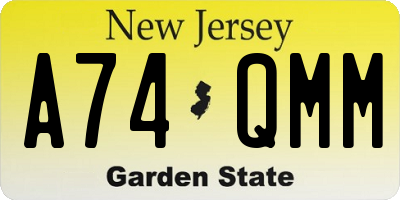 NJ license plate A74QMM