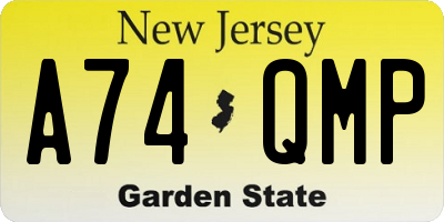 NJ license plate A74QMP