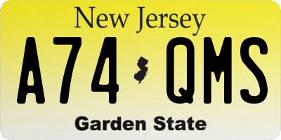 NJ license plate A74QMS