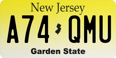 NJ license plate A74QMU