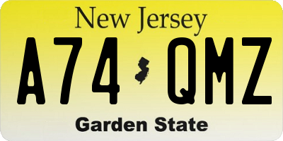 NJ license plate A74QMZ