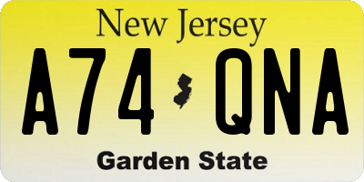 NJ license plate A74QNA