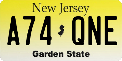 NJ license plate A74QNE