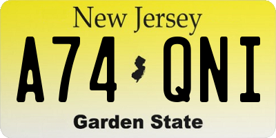 NJ license plate A74QNI